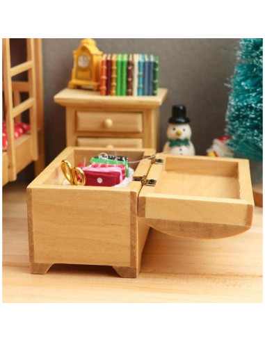 Casa de Muñecas Miniatura Armario Cofre del Tesoro Madera