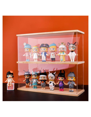 Estante Acrílico Nynelly 2 Niveles para Juguetes Nogal