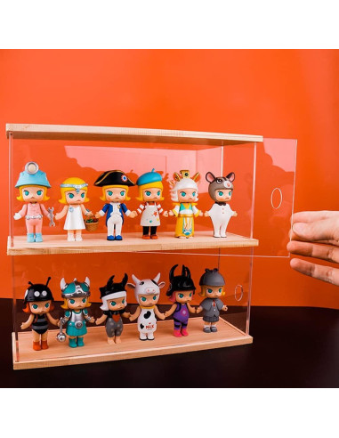 Estante Acrílico Nynelly 2 Niveles para Juguetes Nogal