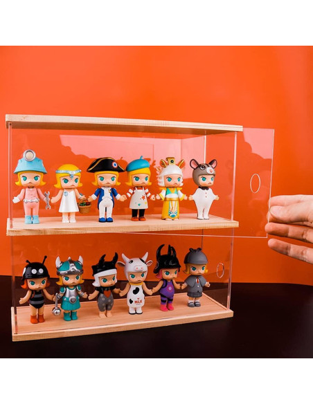 Estante Acrílico Nynelly 2 Niveles para Juguetes Nogal