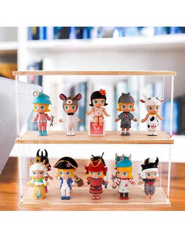 Estante Acrílico Nynelly 2 Niveles para Juguetes Nogal