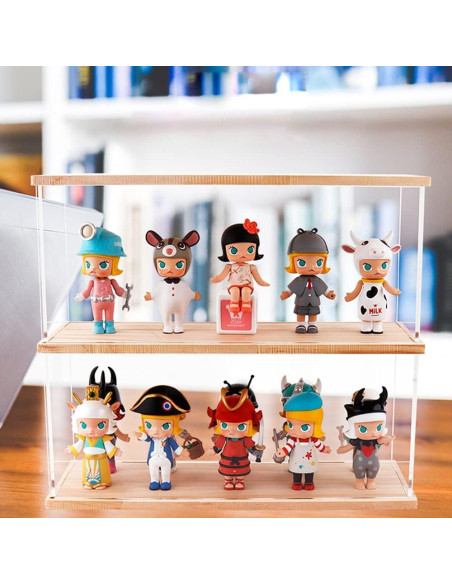 Estante Acrílico Nynelly 2 Niveles para Juguetes Nogal