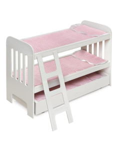 Cama de Litera para Muñecas Badger Basket 55,88 cm Blanco/Rosa
