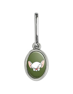 Colgante Ovalado Pinky y Cerebro - Metal y Resina 19mm