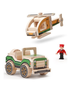 Kit de Carpintería 2-en-1 SainSmart Jr. Helicóptero y Coche