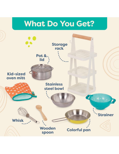 B. toys Mini Chef Juego de Olla y Sartén 9 Pzs 3 Años+