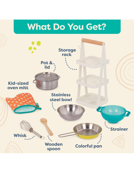 B. toys Mini Chef Juego de Olla y Sartén 9 Pzs 3 Años+