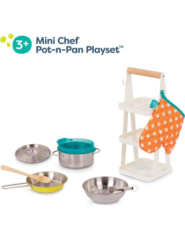 B. toys Mini Chef Juego de Olla y Sartén 9 Pzs 3 Años+