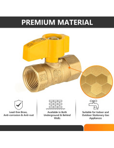 Válvula de Bola de Gas HeSun 1/2" FIP Latón 1 Paquete 2