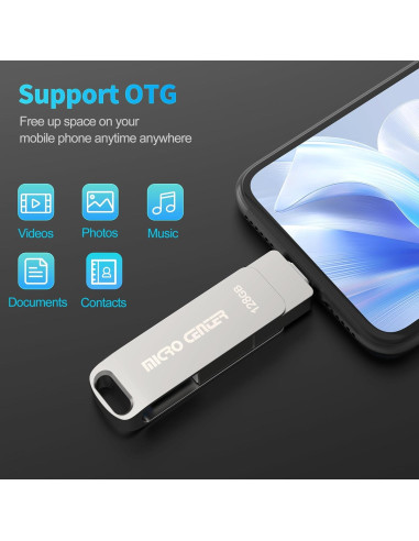 Micro Center 128GB USB 3.2 Doble Tipo-C y Tipo-A 200MB/s