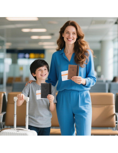 Set de 2 Fundas de Pasaporte y Etiquetas de Equipaje RFID