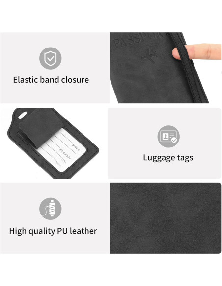 Set de 2 Fundas de Pasaporte y Etiquetas de Equipaje RFID Set de 2 Fundas de Pasaporte y Etiquetas de Equipaje RFID