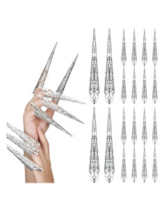 20 Anillos de Garra de Uña de Halloween Leelosp Plata