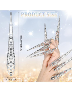 20 Anillos de Garra de Uña de Halloween Leelosp Plata 2