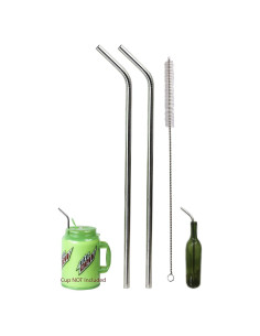 Popotes Jumbo de Acero Inoxidable CocoStraw 14" 2 Pzas