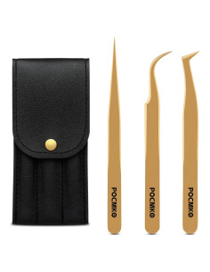 Juego de Pinzas para Pestañas POCMKO Dorado 3 Piezas