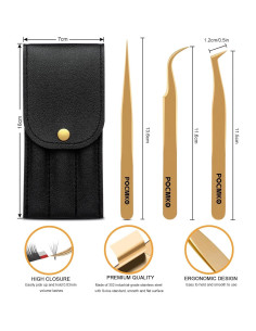 Juego de Pinzas para Pestañas POCMKO Dorado 3 Piezas 2