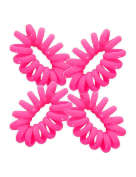 Ligas de Cabello Espiral Jumbo Motique - Set de 4 Rosa Fucsia