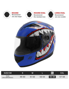 Casco de Motocicleta TCT-MOTORPARTS Joven X-Grande Azul 2