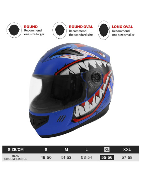 Casco de Motocicleta TCT-MOTORPARTS Joven X-Grande Azul