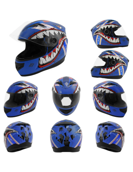 Casco de Motocicleta TCT-MOTORPARTS Joven X-Grande Azul
