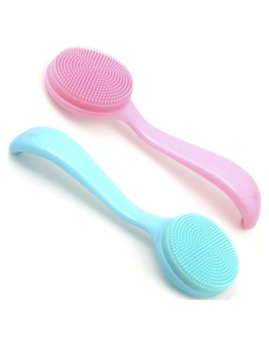 2 Cepillos Limpiadores Faciales de Silicona Isslly - Azul y Rosa