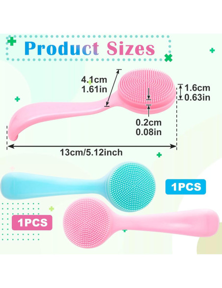 2 Cepillos Limpiadores Faciales de Silicona Isslly - Azul y Rosa