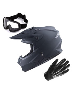 Casco 1Storm HF801 Negro Mate + Gafas y Guantes MX