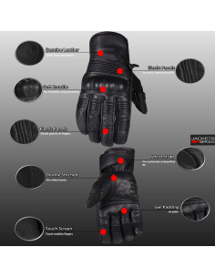 Guantes de Cuero Jackets 4 Bikes G182 Negros XXL 2