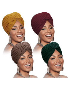 Turbantes Africanos SATINIOR 4 Piezas para Mujeres - Estilo Colorido
