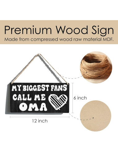 Placa Colgante de Madera Qious Oma Granja 30x15 cm