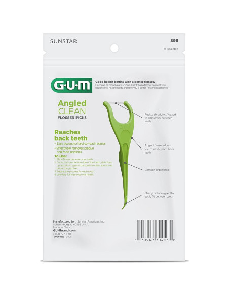 Palillos de Hilo Dental GUM Angulados Sabor Menta 75 Unidades Palillos de Hilo Dental GUM Angulados Sabor Menta 75 Unidades