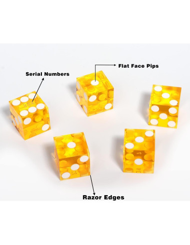 Dados de Casino GSE Amarillo 25 Piezas 19 mm Alta Precisión