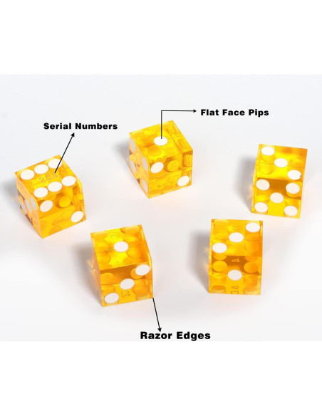 Dados de Casino GSE Amarillo 25 Piezas 19 mm Alta Precisión