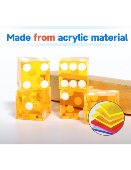 Dados de Casino GSE Amarillo 25 Piezas 19 mm Alta Precisión