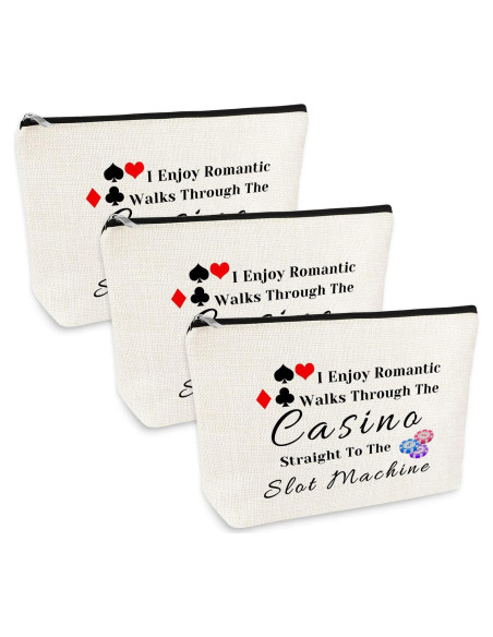 3 Pcs Bolsa de Maquillaje Casino para Mujeres 25x17 cm