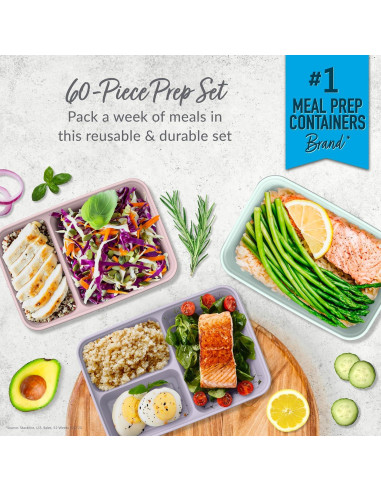 Kit de Preparación de Comidas Bentgo 60 Piezas - Contenedores Reutilizables