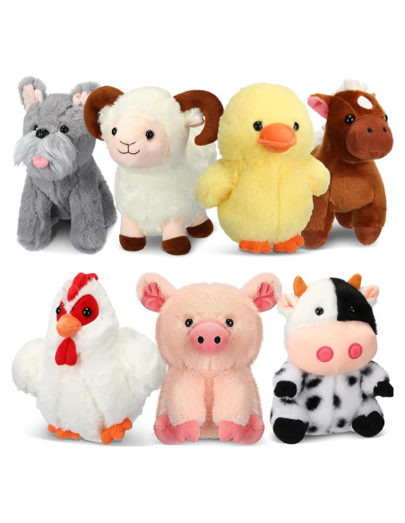 Conjunto de 7 Juguetes de Animales de Granja Hiboom 20 cm