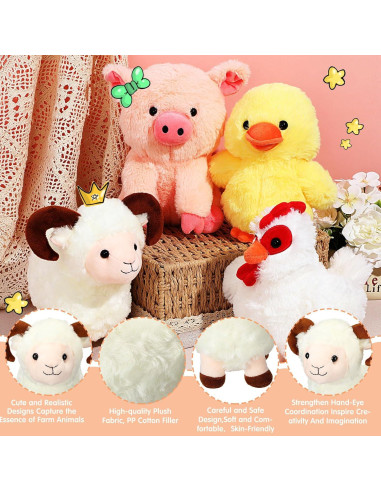 Conjunto de 7 Juguetes de Animales de Granja Hiboom 20 cm