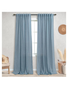 Cortinas KOUFALL Lino 2 Piezas 132x229 cm Stone Blue