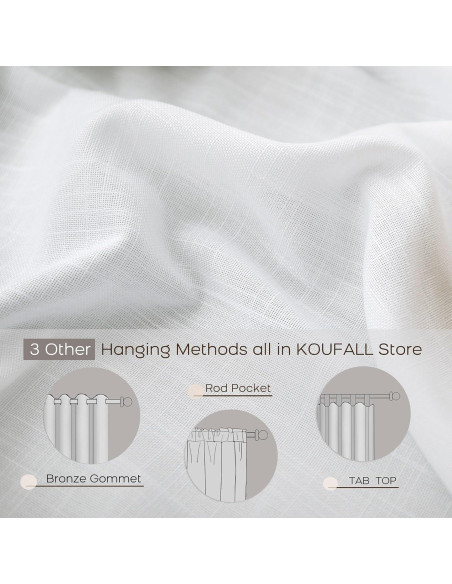 Cortinas Transparentes KOUFALL 2 Paneles Lino 1.64 kg Blanco