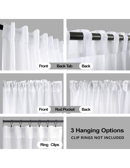 Cortinas Transparentes KOUFALL 2 Paneles Lino 1.64 kg Blanco
