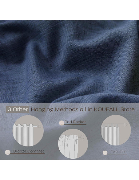 Cortinas KOUFALL Azul Marino 52x213 cm Pack de 2 Lino