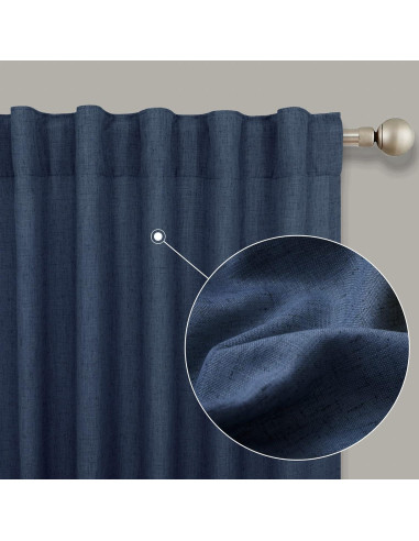 Cortinas KOUFALL Azul Marino 52x213 cm Pack de 2 Lino