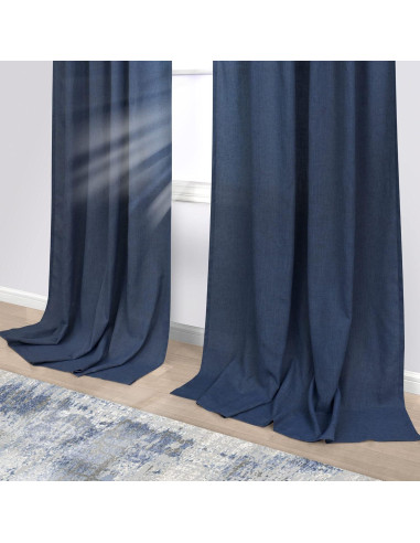 Cortinas KOUFALL Azul Marino 52x213 cm Pack de 2 Lino