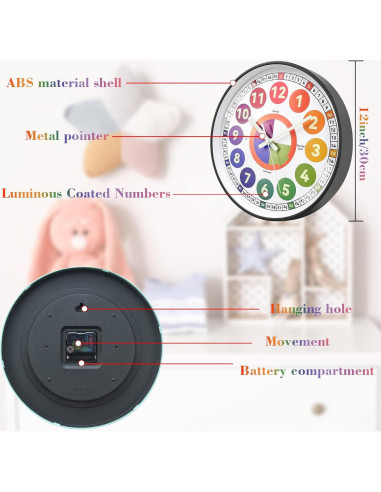 Reloj de Pared DORBOKER 30 cm Silencioso y Brillante