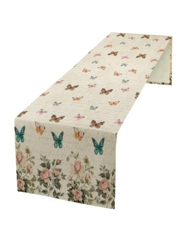 Camino de mesa mariposa rosa vintage 13x120 cm