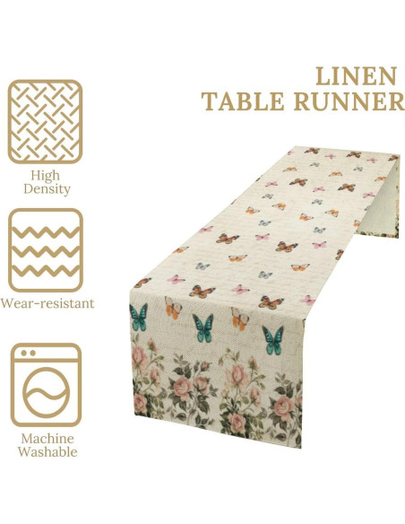 Camino de mesa mariposa rosa vintage 13x120 cm