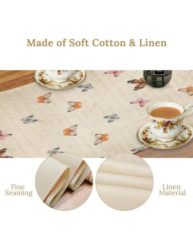 Camino de mesa mariposa rosa vintage 13x120 cm