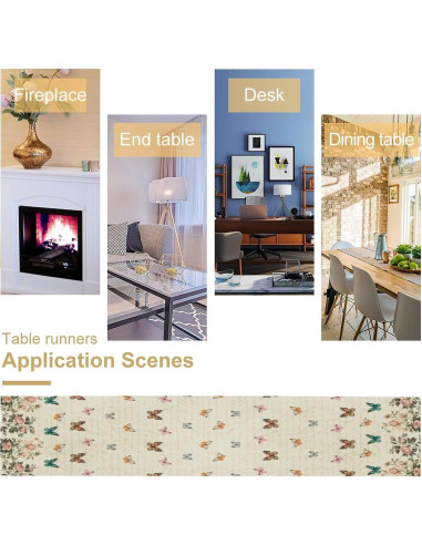 Camino de mesa mariposa rosa vintage 13x120 cm